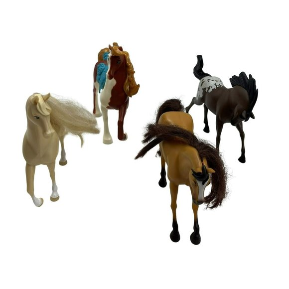 Toy Plastic Horses Lot of 4 Plastic Western Pretend Play Horses Blonde Brown - Picture 3 of 11